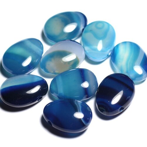 Pendentif pierre semi précieuse - agate bleue goutte 25mm - 4558550092113