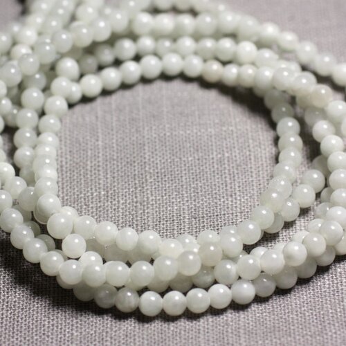 30pc - perles de pierre - jade boules 4mm blanc gris clair - 4558550093103