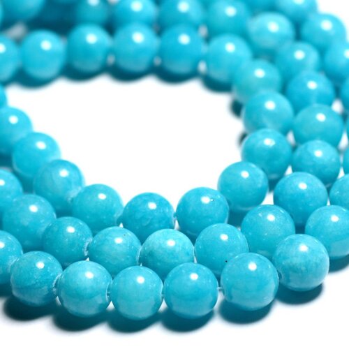 10pc - perles de pierre - jade boules 10mm bleu turquoise - 4558550093202