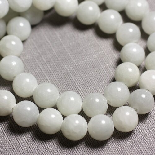 10pc - perles de pierre - jade boules 10mm blanc gris clair - 4558550093134
