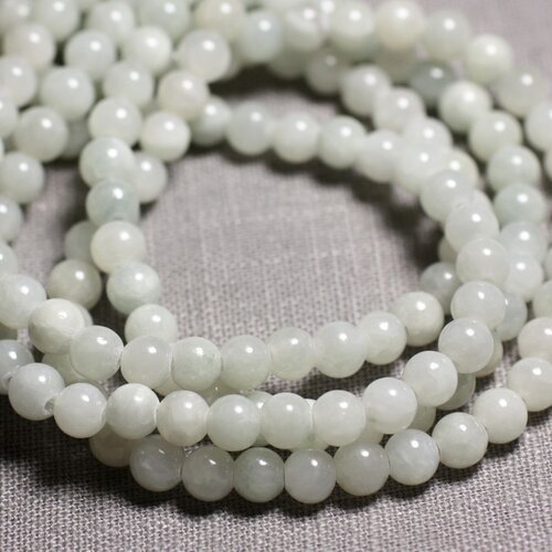 20pc - perles de pierre - jade boules 6mm blanc gris clair - 4558550093110