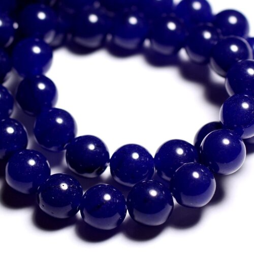 10pc - perles de pierre - jade boules 10mm bleu nuit - 4558550093097