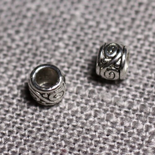 50pc - perles métal argenté rondelles arabesques 4mm trou 2mm - 4558550095114