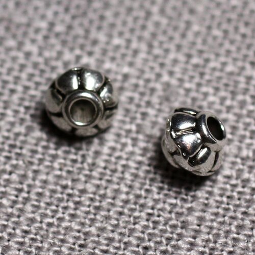 50pc - perles métal argenté rondelles toupies 5.5mm - 4558550095121