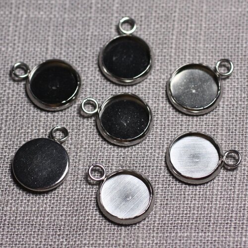 5pc - supports pendentifs cabochons acier inoxydable ronds 10mm - 4558550095190