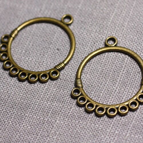 8pc - connecteurs pendentifs boucles d'oreilles métal bronze cercles créoles 32mm - 4558550095275