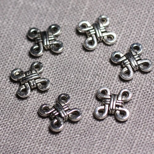 20pc - connecteurs pendentifs boucles d'oreilles métal argenté noeud celtique croix 12.5mm - 4558550095299