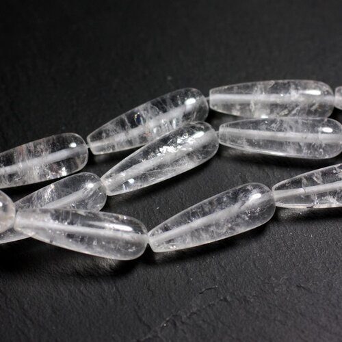 1pc - perle de pierre - cristal de roche quartz longue goutte 30x10mm - 4558550095497