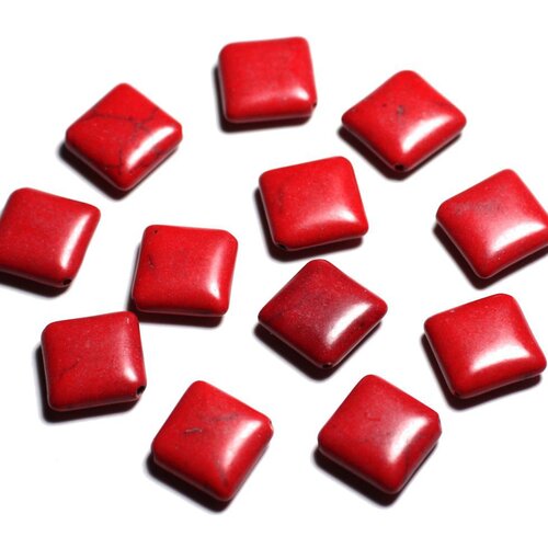 10pc - perles de pierre turquoise synthèse - losanges 18x14mm rouge -  4558550087959