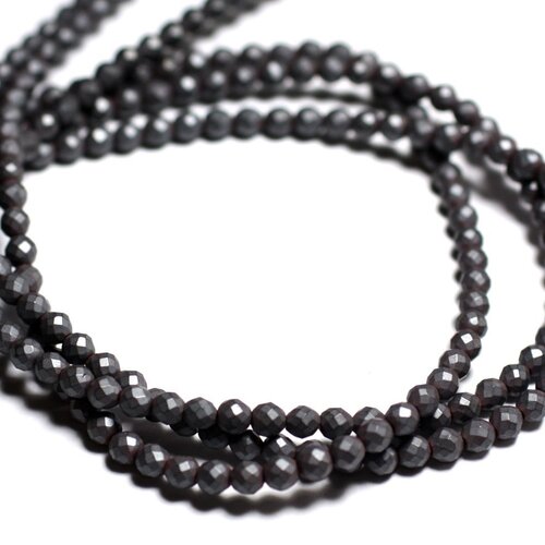 20pc - perles de pierre - hématite mat givré boules facettées 4mm   4558550015693