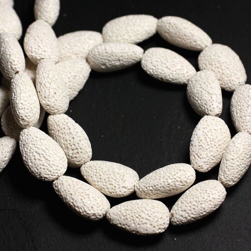 2pc - perles de pierre - lave gouttes 23x15mm blanc -  8741140001251