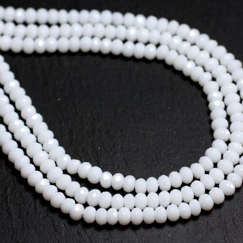 30pc - perles de pierre - jade rondelles facettées 4x2mm blanc - 8741140001039