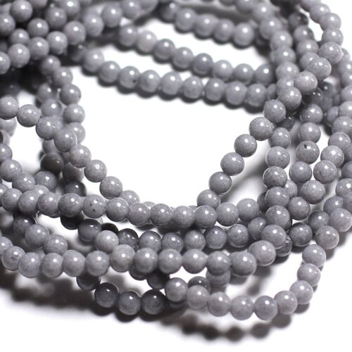30pc - perles pierre - jade boules 4mm gris clair souris - 8741140001060