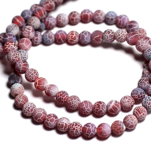 20pc - perles de pierre - agate rouge et noir mat boules 6mm -  8741140000551