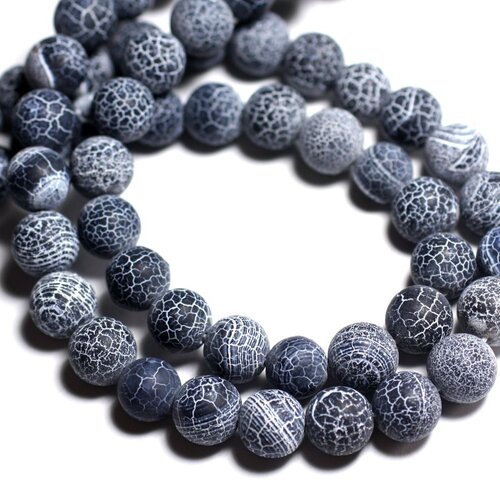 10pc - perles de pierre - agate gris noir mat boules 10mm -  8741140000490
