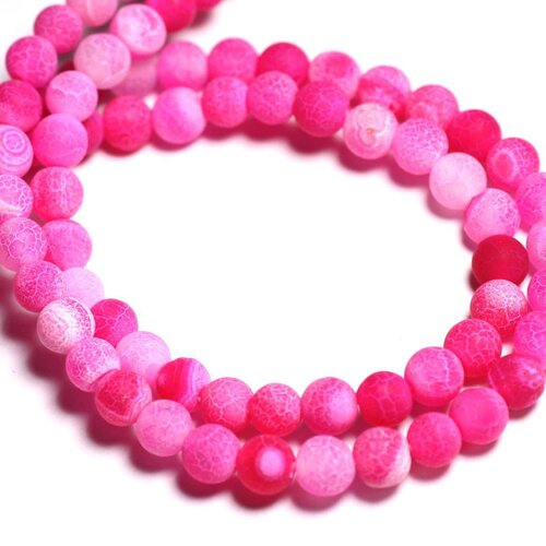 20pc - perles de pierre - agate rose mat boules 6mm imperfection teinte -  8741140000537