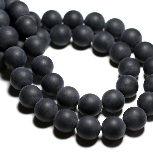 10pc - perles pierre - agate boules 8mm noir mat sablé givré - 8741140000506