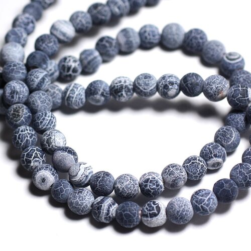 20pc - perles de pierre - agate gris noir mat boules 6mm -  8741140000483