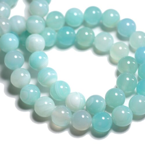 5pc - perles de pierre - agate bleu turquoise boules 10mm -  8741140000377