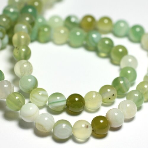 20pc - perles pierre - agate boules 6mm vert clair pastel blanc -  8741140000353