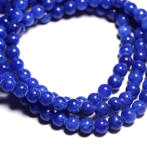 20pc - perles de pierre - jade boules 6mm bleu roi - 8741140001114
