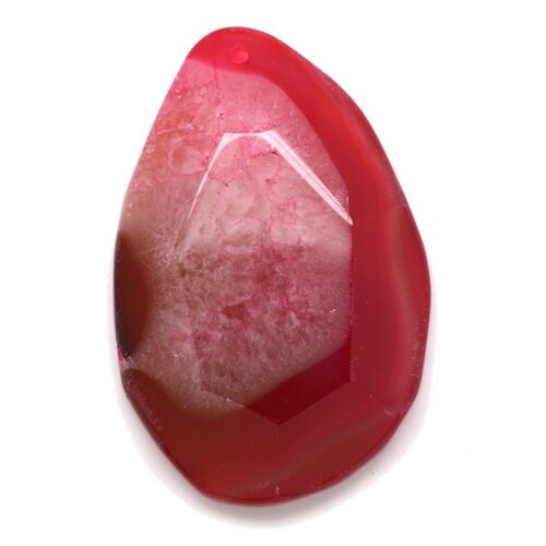 N19 - pendentif en pierre - agate rose et quartz goutte facettée 64mm - 8741140001749
