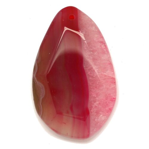 N14 - pendentif en pierre - agate rose et quartz goutte facettée 61mm - 8741140001695