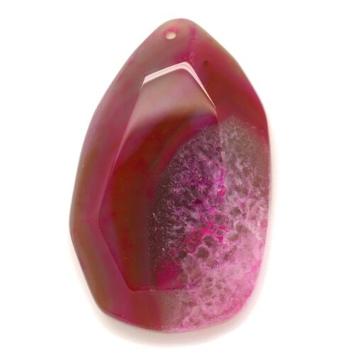 N9 - pendentif en pierre - agate rose et quartz goutte facettée 64mm - 8741140001640