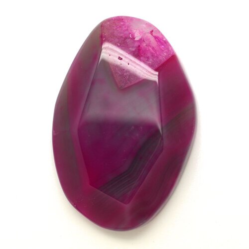 N7 - pendentif en pierre - agate rose et quartz goutte facettée 61mm - 8741140001626