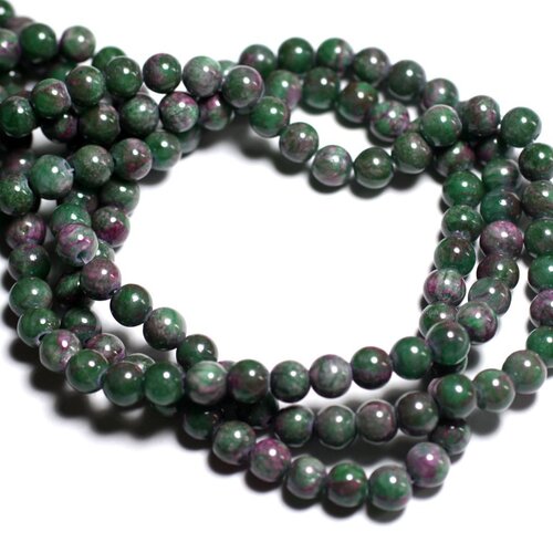 20pc - perles de pierre - jade boules 6mm vert violet rose - 8741140001091