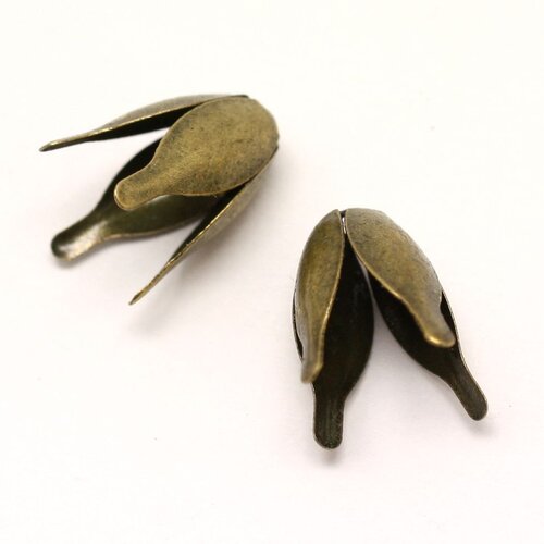 30pc - apprêts cônes coupelles métal bronze corolle fleur tulipe 13x8mm - 8741140001824