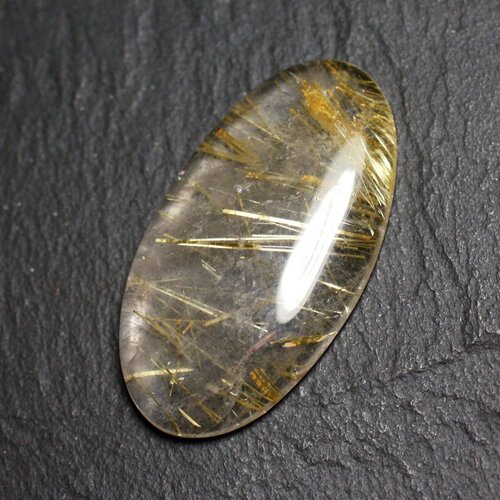 N94 - cabochon pierre - quartz rutile doré ovale 39x21mm - 8741140003040