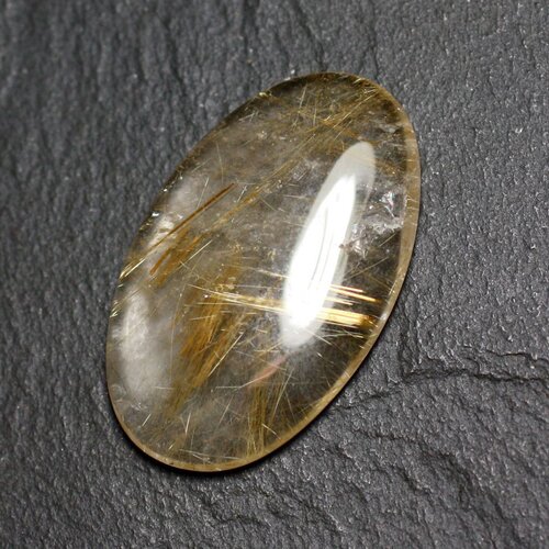 N92 - cabochon pierre - quartz rutile doré ovale 34x21mm - 8741140003026