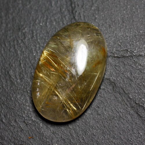 N88 - cabochon pierre - quartz rutile doré ovale 30x19mm - 8741140002982