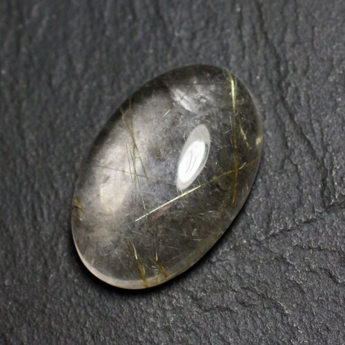 N85 - cabochon pierre - quartz rutile doré ovale 28x18mm - 8741140002951