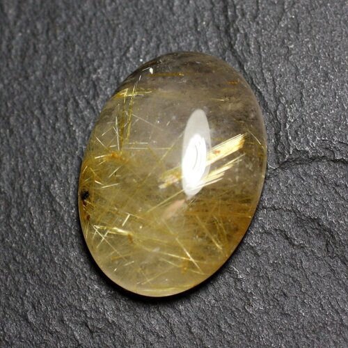 N82 - cabochon pierre - quartz rutile doré ovale 27x19mm - 8741140002920