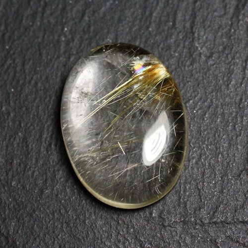 N81 - cabochon pierre - quartz rutile doré ovale 26x19mm - 8741140002913