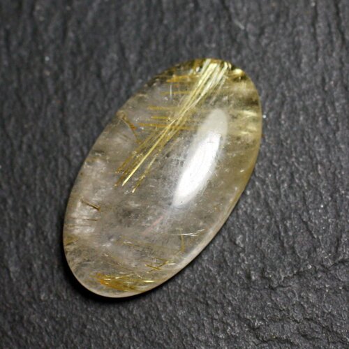 N80 - cabochon pierre - quartz rutile doré ovale 28x16mm - 8741140002906