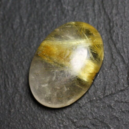 N79 - cabochon pierre - quartz rutile doré ovale 25x18mm - 8741140002890