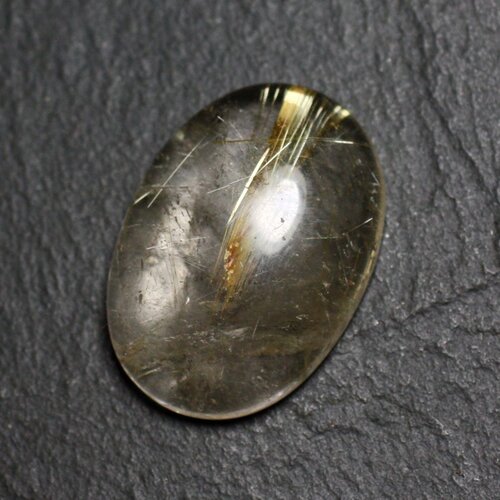 N76 - cabochon pierre - quartz rutile doré ovale 26x18mm - 8741140002869