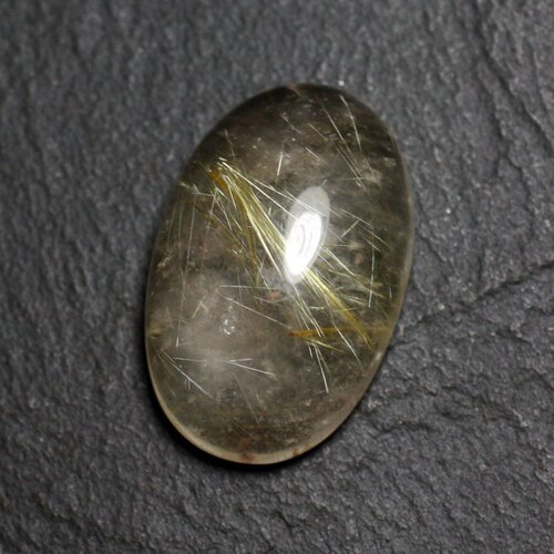 N75 - cabochon pierre - quartz rutile doré ovale 26x17mm - 8741140002852
