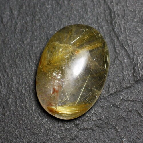 N73 - cabochon pierre - quartz rutile doré ovale 24x17mm - 8741140002838