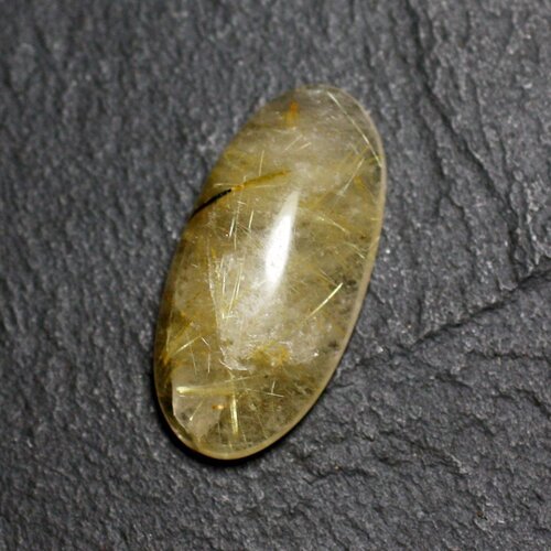 N72 - cabochon pierre - quartz rutile doré ovale 25x12mm - 8741140002821