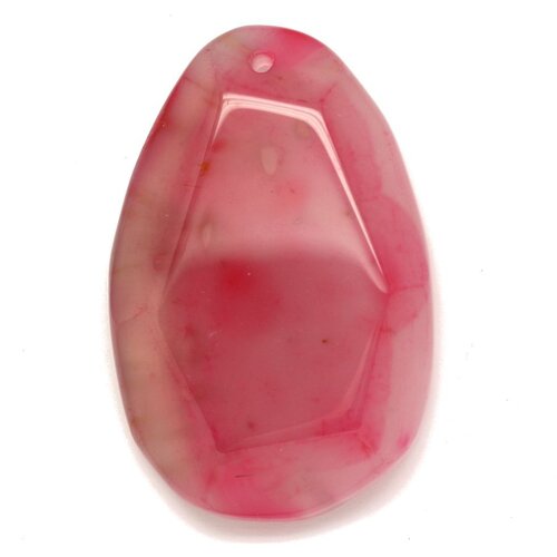 N18 - pendentif en pierre - agate rose et quartz goutte facettée 63mm - 8741140001732