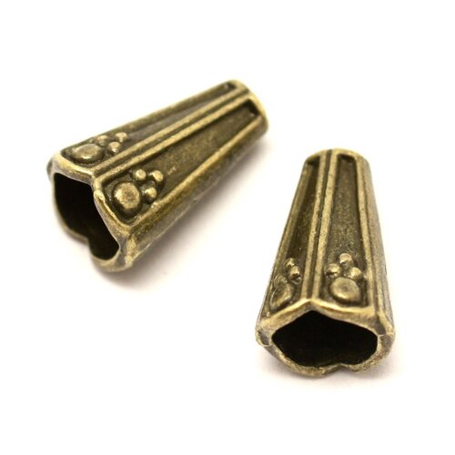 10pc - apprêts cônes coupelles métal bronze ethnique 13x8mm - 8741140001794
