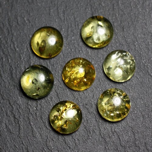 1pc - cabochon ambre naturelle rond 10mm miel jaune clair - 8741140003248