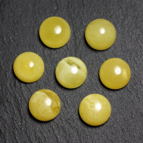1pc - cabochon pierre ambre naturelle baltique rond 10mm lait jaune clair blanc