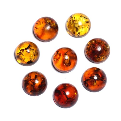 1pc - cabochon pierre ambre naturelle baltique rond 6mm cognac orange jaune