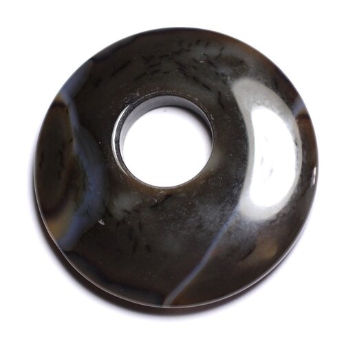 Pendentif pierre - agate donut 45mm blanc marron café n41 - 8741140005112