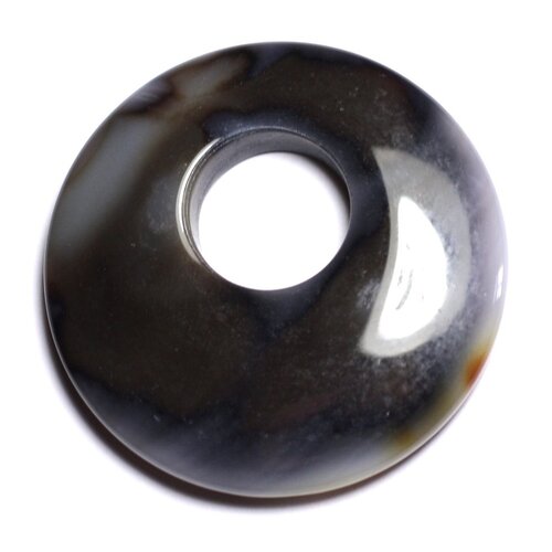 Pendentif pierre - agate donut 44mm blanc marron café n38 - 8741140005082